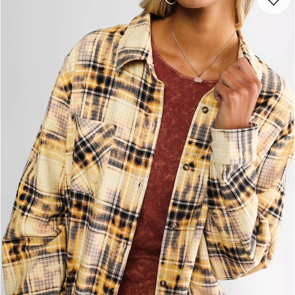 BUCKLE- La la Island Upcycled Yellow/black Flannel, Creek Ranch Wyoming Size S - Picture 3 of 12
